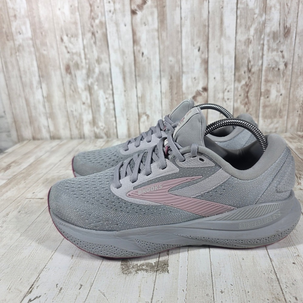 Brooks Adrenaline GTS 24 Womens 10.5 Grey Pink Running Shoes 1204261B019 - Picture 4 of 8